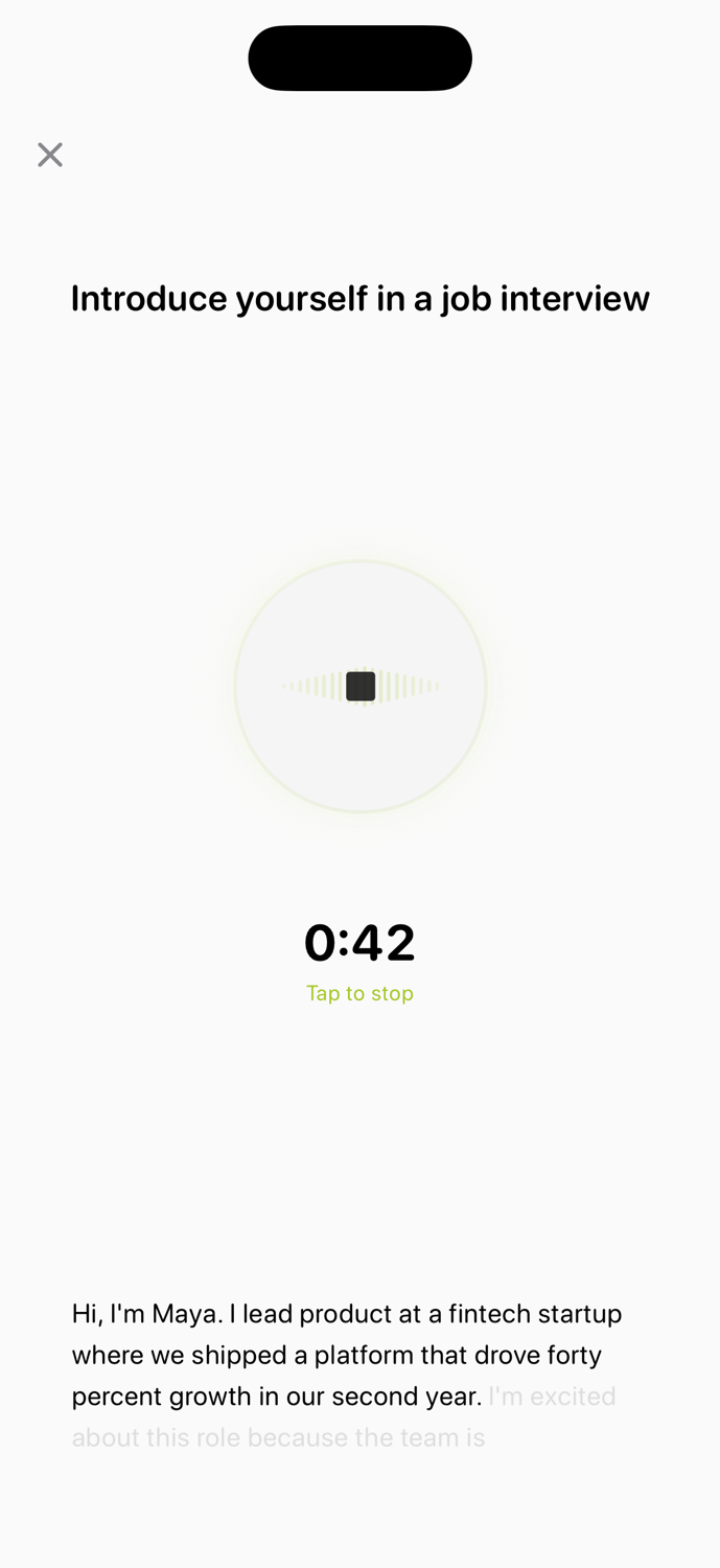 Recording orb with live transcript